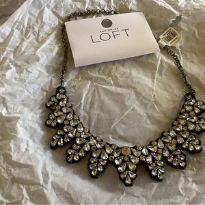 LOFT Black and Silver Floral Necklace